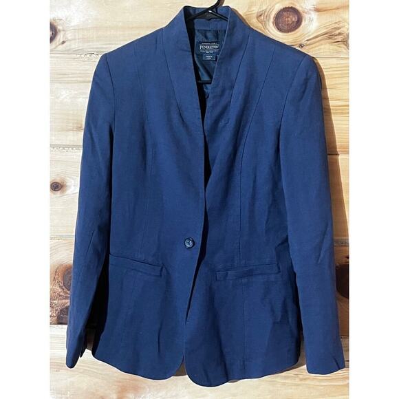 Pendleton Women's Blue Blazer jacket. linen/cotton blend. office work Size 2 - Picture 2 of 8